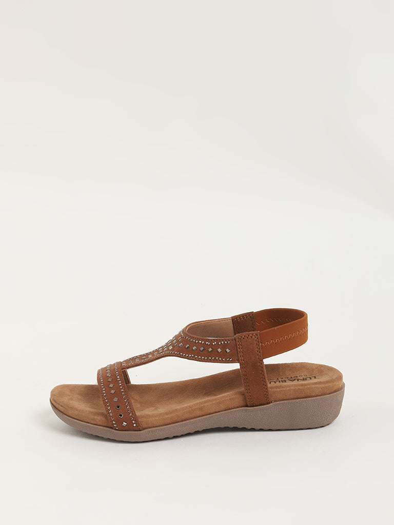 LUNA BLU Brown Studded Sandals