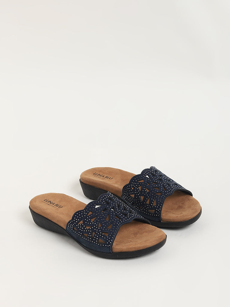 LUNA BLU Blue Studded Sandals