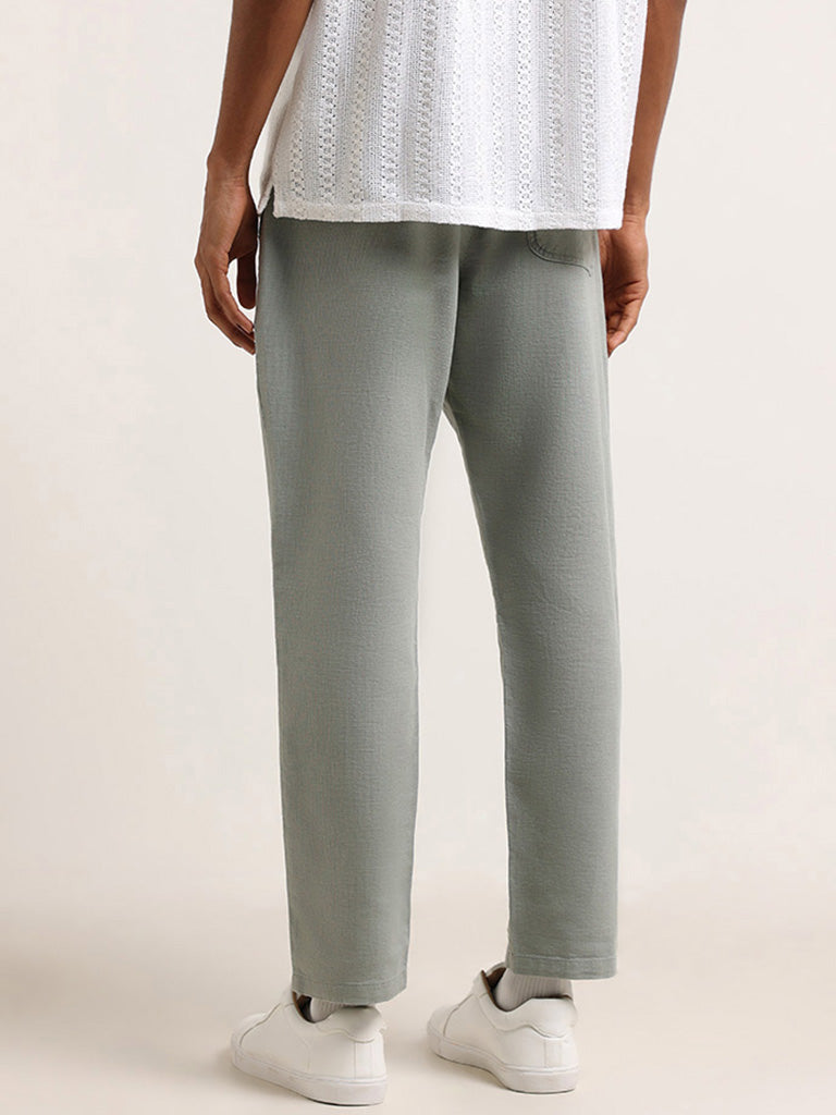 ETA Teal Mid Rise Cotton Relaxed Fit Chinos