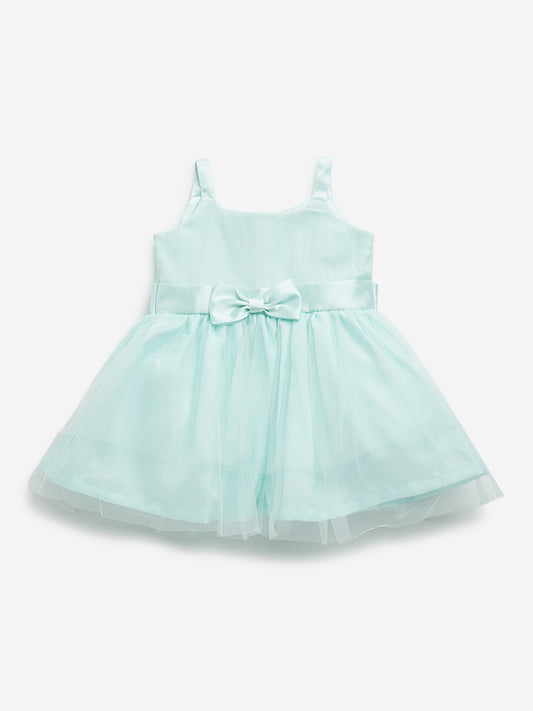 HOP Baby Mint Bow-Detailed A-Line Dress