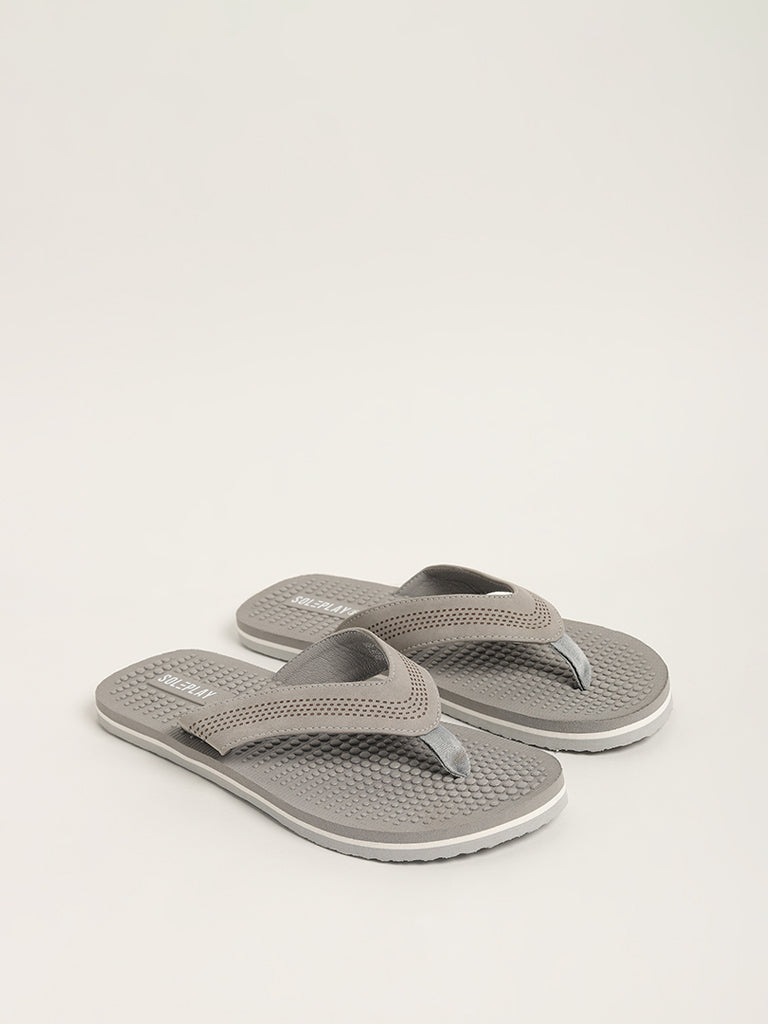 SOLEPLAY Grey Mesh Thong Flip-Flops