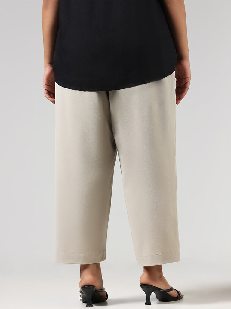 Buy Gia Solid Beige Mid Rise Capris from Westside