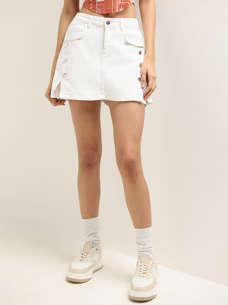Nuon Plain White Skirt