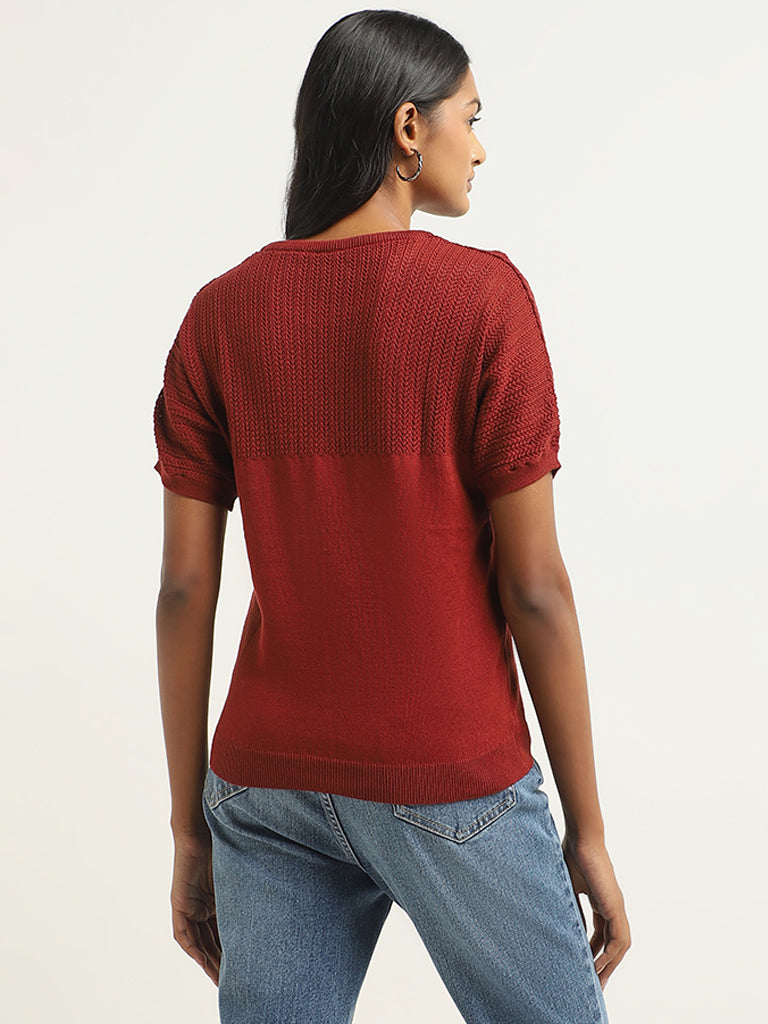 LOV Red Knitted Top