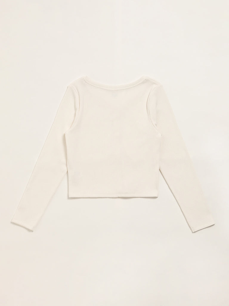 Y&F Kids White Ribbed Top
