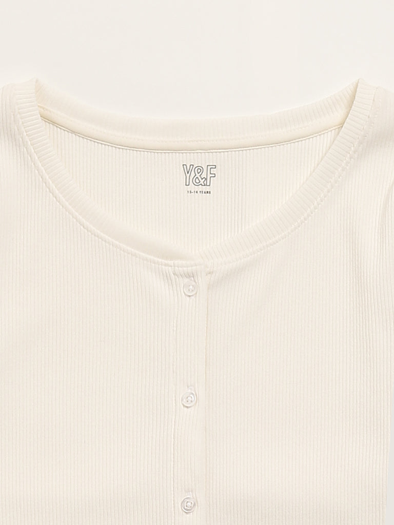 Y&F Kids White Ribbed Top