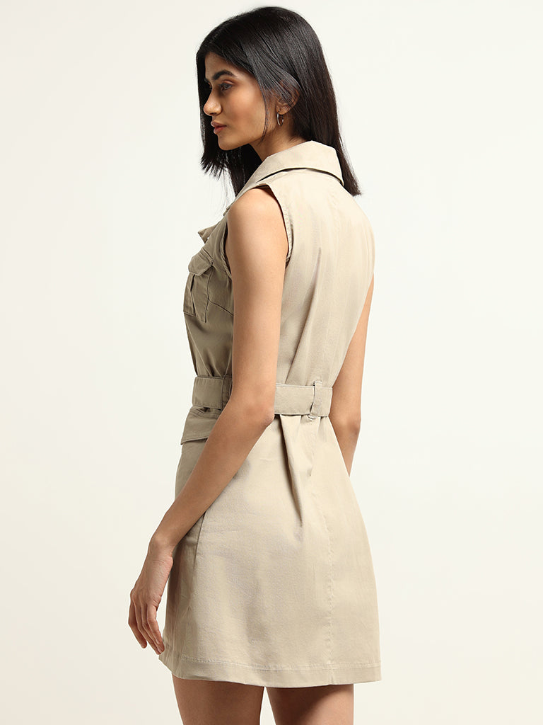 Nuon Light Beige Trench Dress with Belt