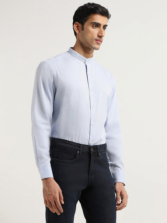 Ascot Blue Solid Relaxed Fit Shirt