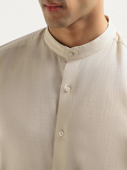 Ascot Beige Solid Relaxed Fit Shirt