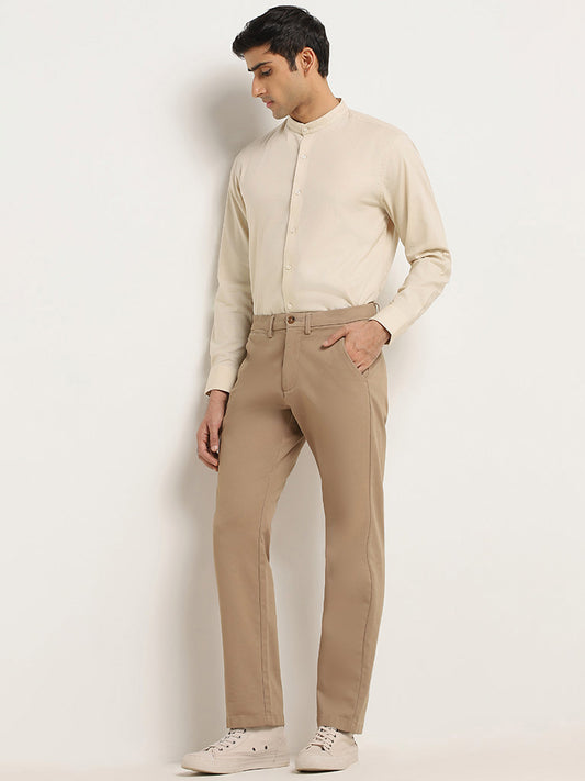 Ascot Beige Solid Relaxed Fit Shirt