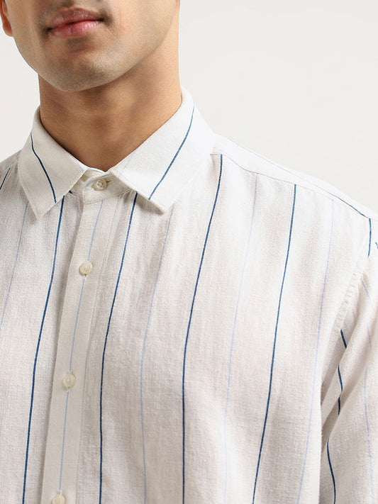 Ascot White Striped Relaxed Fit Shirt