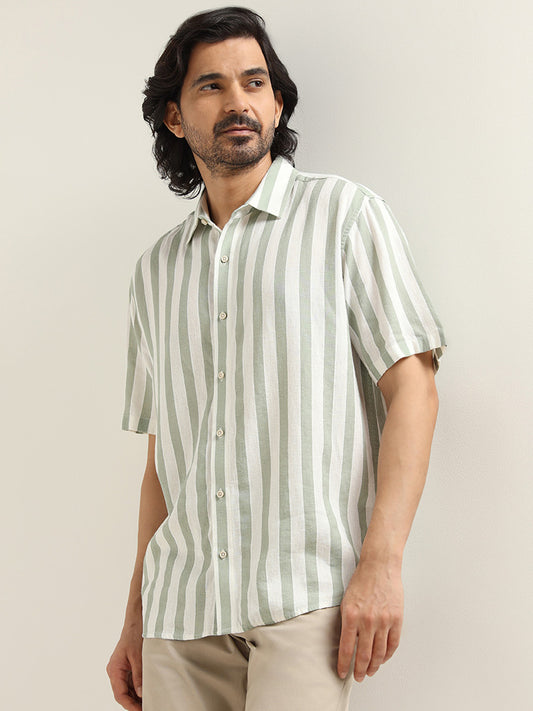 Ascot Sage Striped Relaxed Fit Shirt