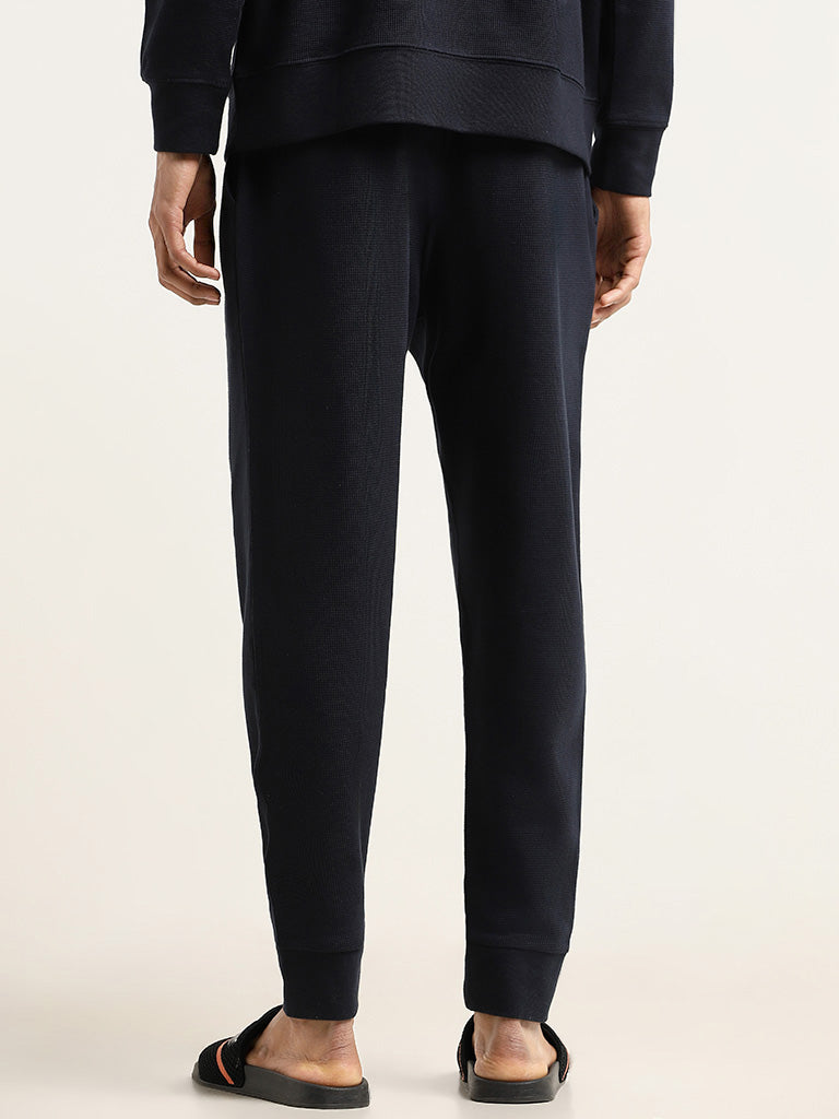 WES Lounge Navy Self-Patterned Joggers