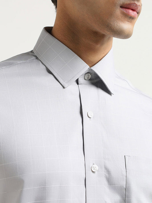 WES Formals Grey Checked Relaxed Fit Shirt