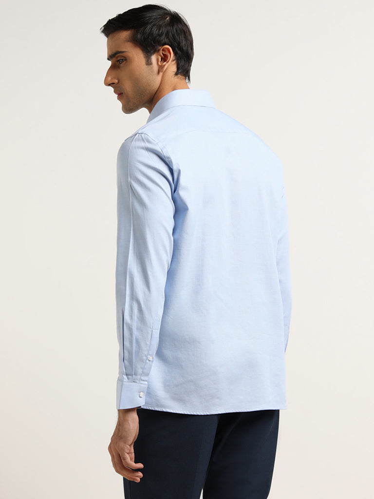WES Formals Blue Slim-Fit Shirt