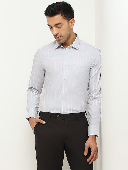 WES Formals Grey Slim-Fit Shirt