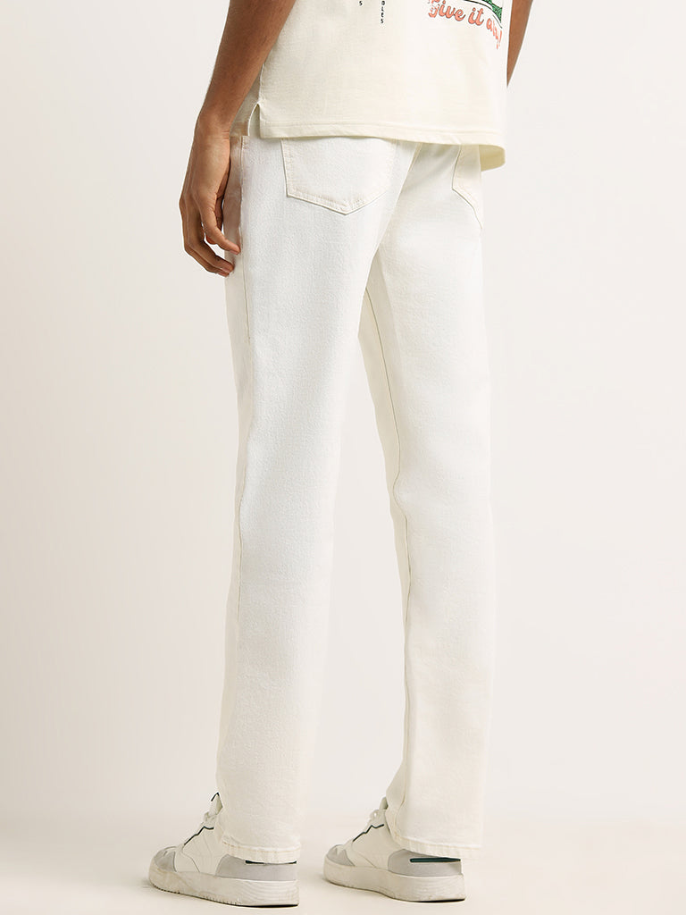 Nuon Off White Straight Leg Fit Jeans
