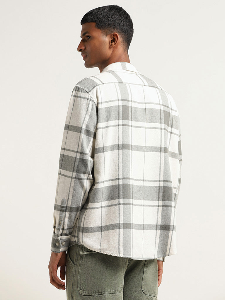 Nuon Off White Checked Relaxed Fit Shirt