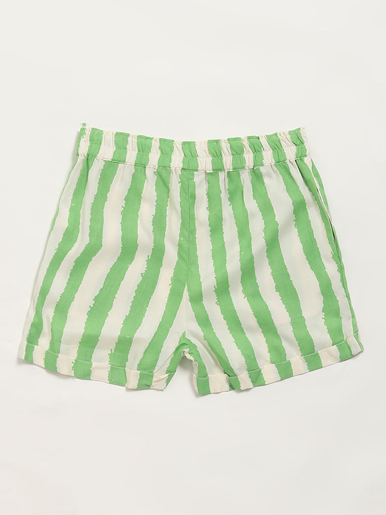 Utsa Kids Green Striped Shorts (8 -14yrs)