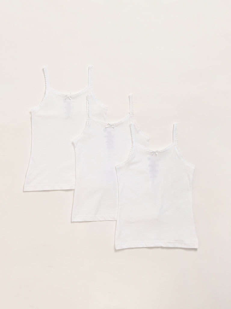HOP Kids White Camisoles - Pack of 3