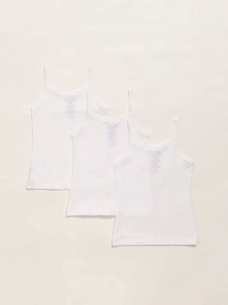HOP Kids White Camisoles - Pack of 3