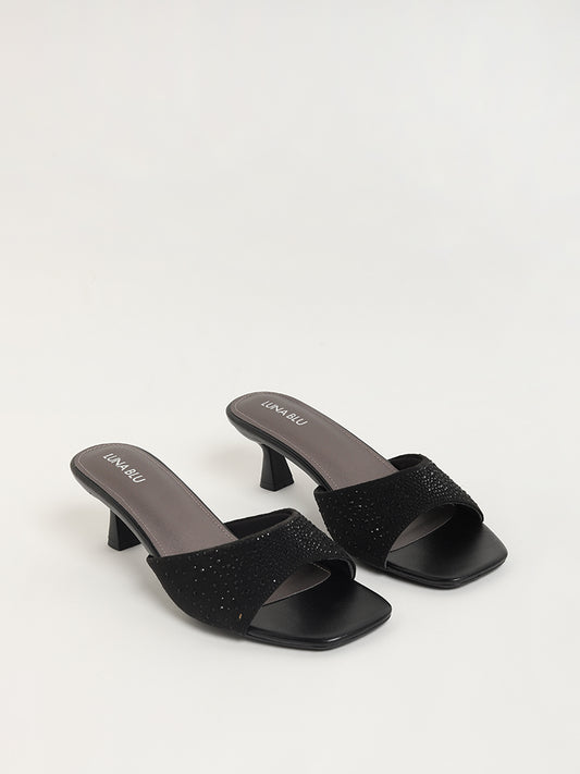LUNA BLU Black Embellished Sandals