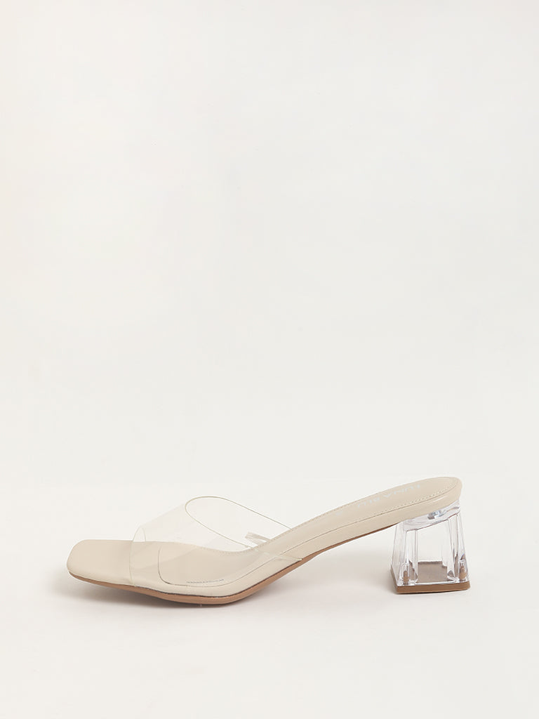 Westside LUNA BLU Women's  Ivory Heel Sandals for Casual Wear Side View