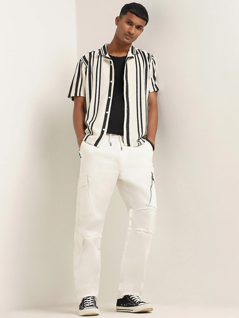 Nuon Off-White Knitted Striped Shirt