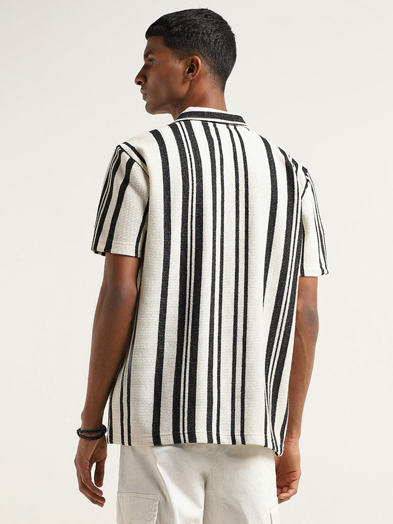 Nuon Off-White Knitted Striped Shirt