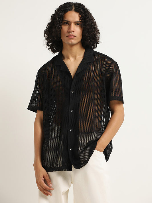 Nuon Black Mesh Relaxed Fit Shirt