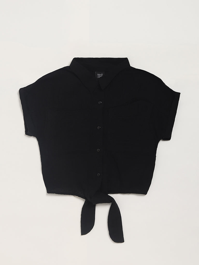Y&F Kids Black Tie Up Shirt