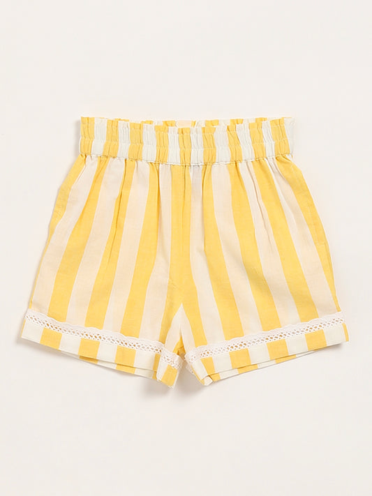 Utsa Kids Yellow Striped Shorts