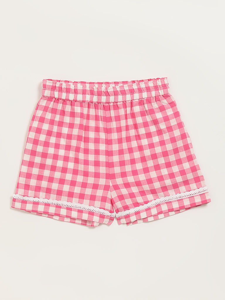 Utsa Kids Pink Gingham Checkered Shorts (8 -14yrs)