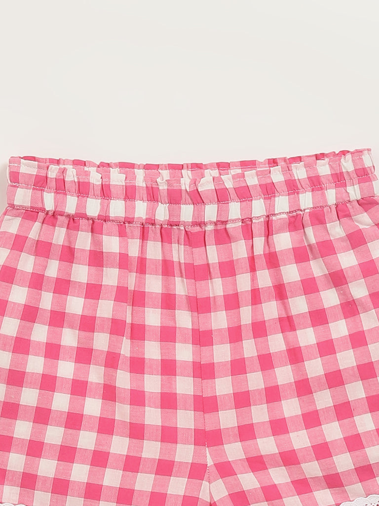 Utsa Kids Pink Gingham Checkered Shorts (8 -14yrs)
