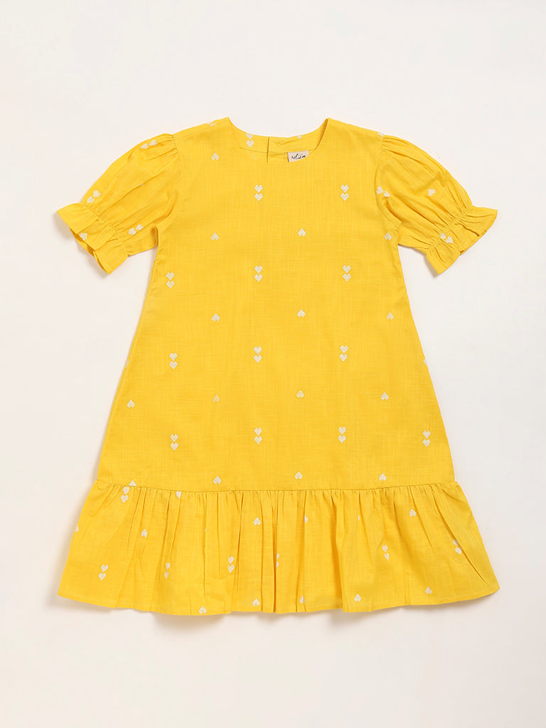Utsa Kids Yellow Printed Dress