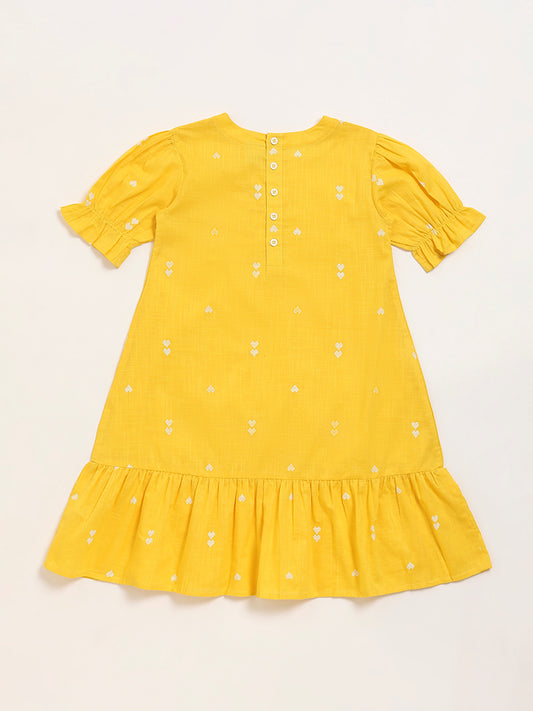 Utsa Kids Yellow Printed Dress