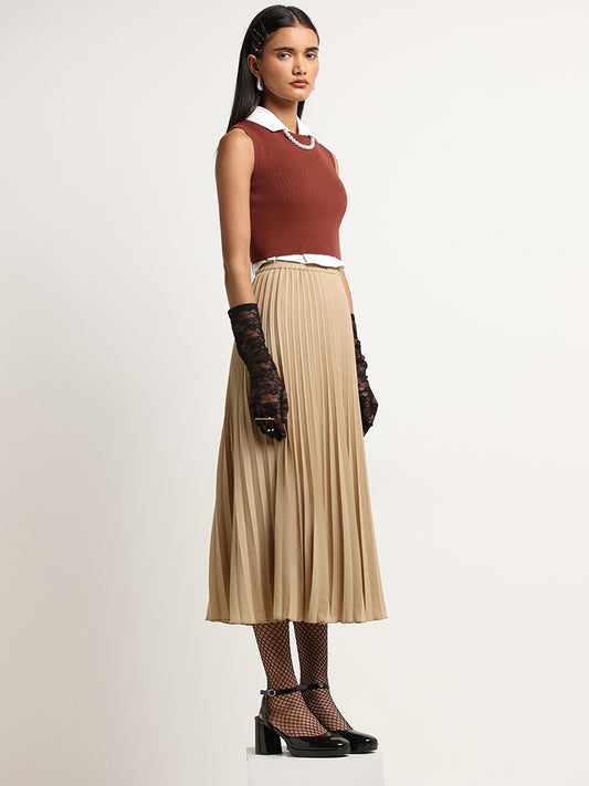 Wardrobe Beige Pleated Skirt