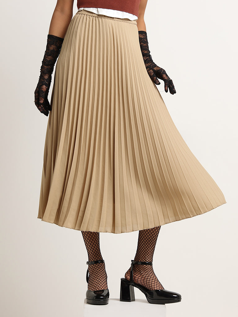 Wardrobe Beige Pleated Skirt