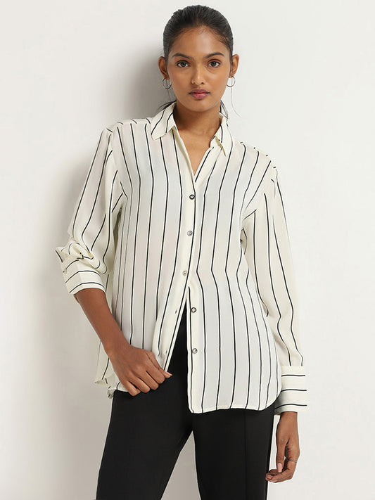 Wardrobe Off White Striped Shirt