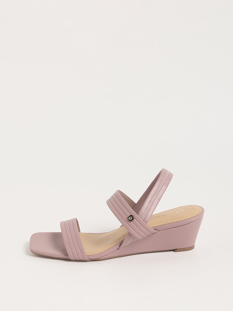 LUNA BLU Lilac Double-Strap Wedge Sandals