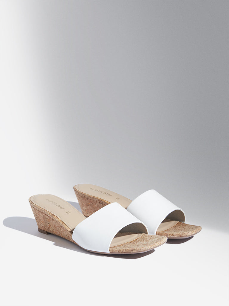LUNA BLU White Wedge Sandals