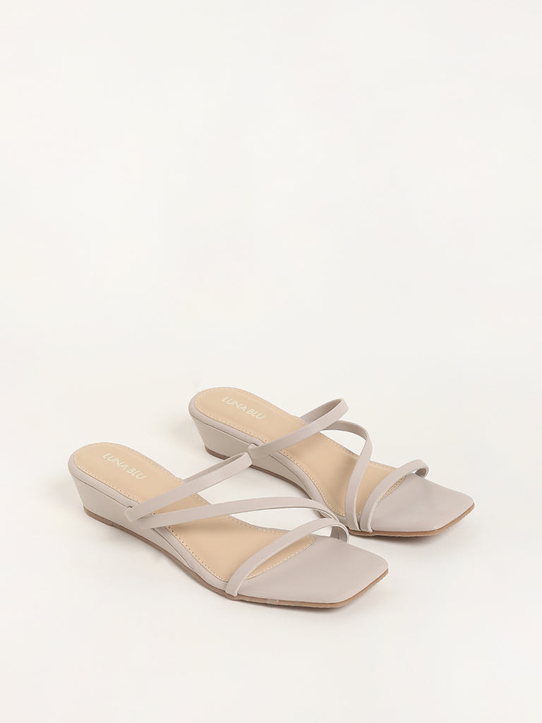 LUNA BLU Ivory Wedge-Heeled Sandals