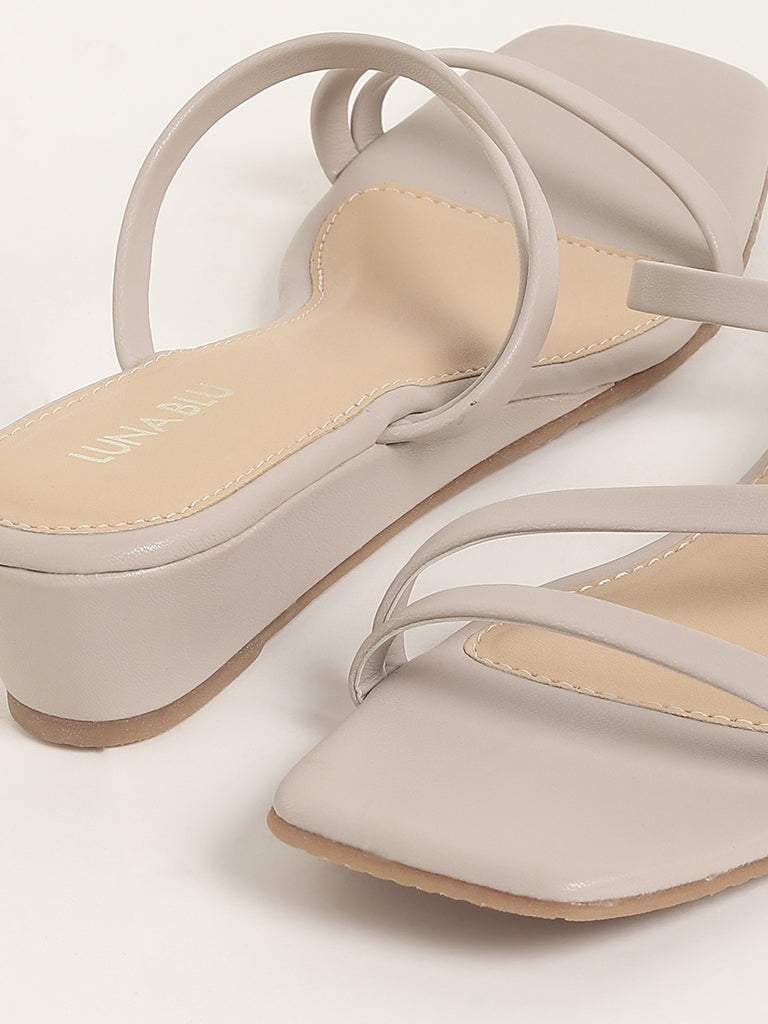 LUNA BLU Ivory Wedge-Heeled Sandals