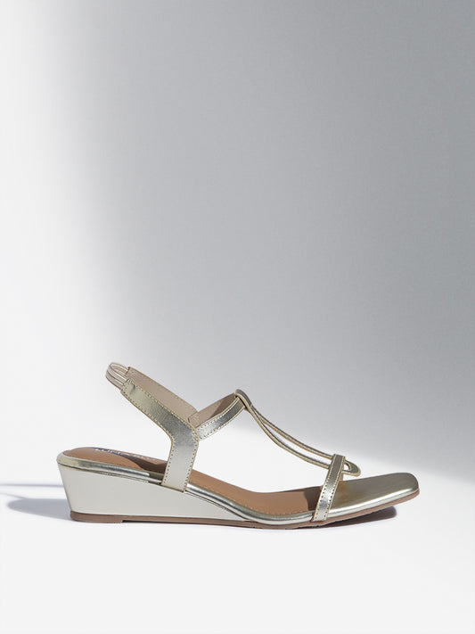 LUNA BLU Gold Multi-Strap Slingback Sandals