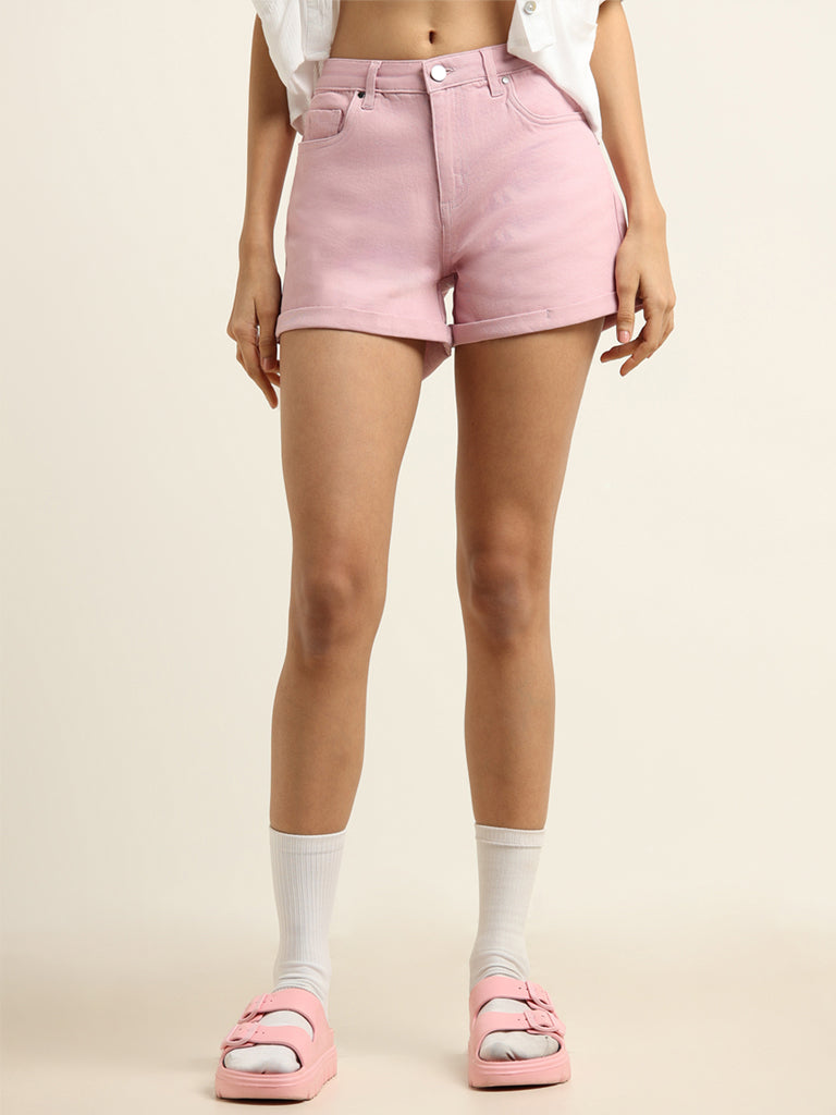 Nuon Pink Denim Shorts