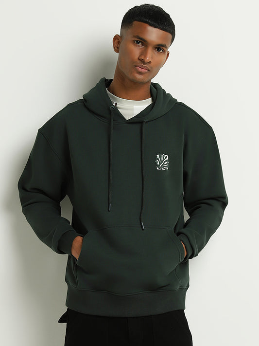 Nuon Green Printed Relaxed Fit Hoodie