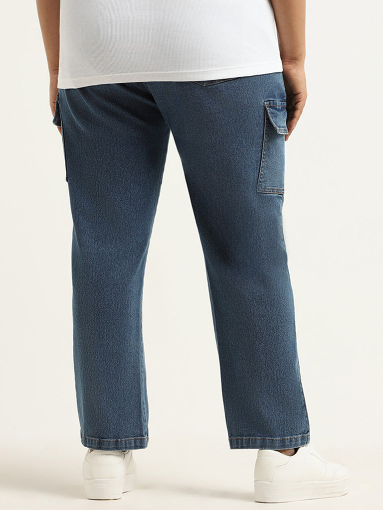 Gia Plain Blue Relaxed Fit Jeggings
