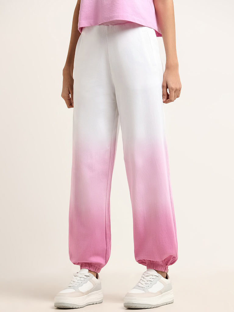 Studiofit Pink & White Ombre Track Pants