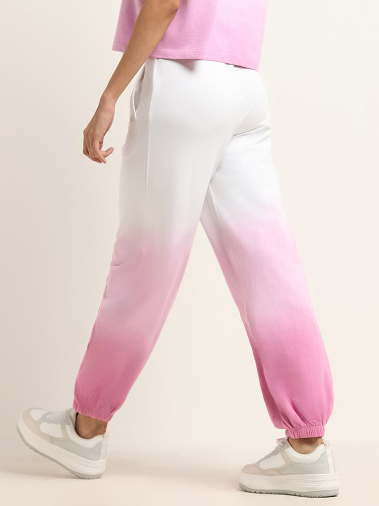 Studiofit Pink and White Ombre Cotton Track Pants