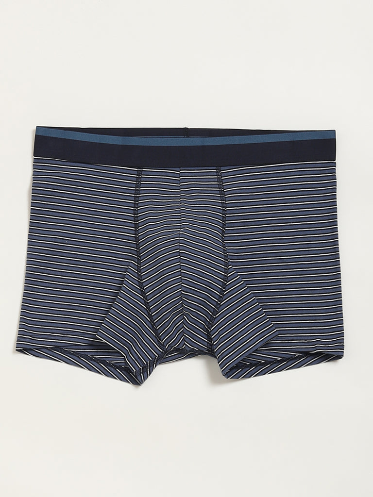 WES Lounge Navy Cotton Blend Assorted Trunks - Pack of 3